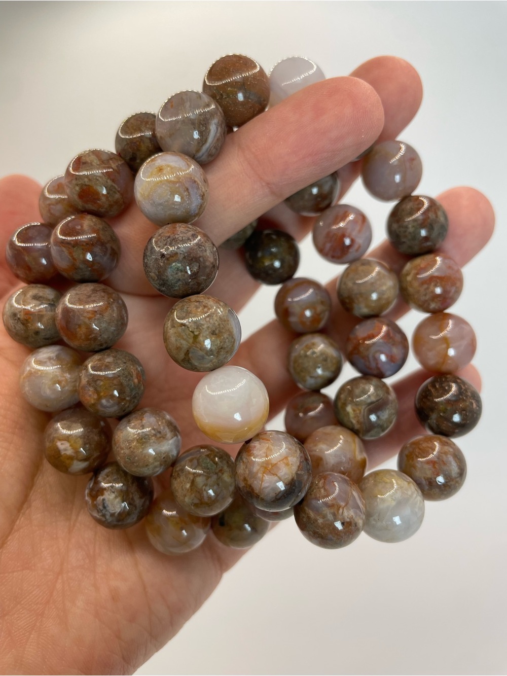 ONE Agua Nueva Agate Bead Stretch Bracelet- 12mm (0149)